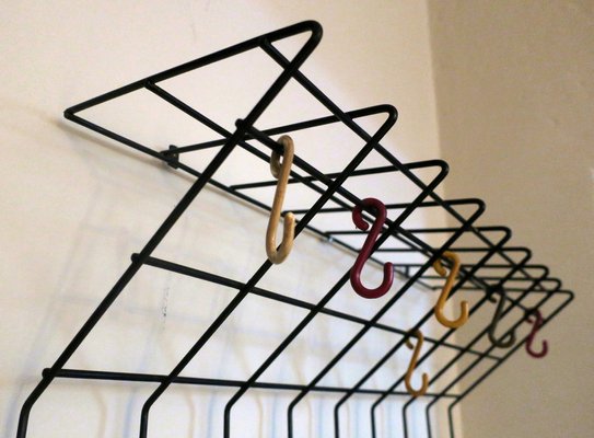 String Black Metal Coat and Hat Rack, 1950s-ED-1775381