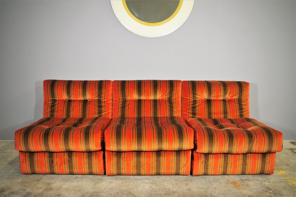 Striped Armchairs, 1970s, Set of 3-KNM-1182595