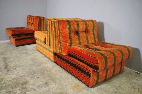 Striped Armchairs, 1970s, Set of 3-KNM-1182595