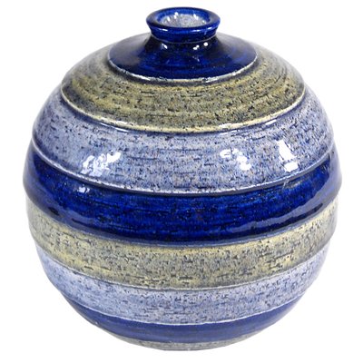 Striped Ceramic Vase in Rimini Blue from Bitossi, Italy, 1970s-GIW-1098643