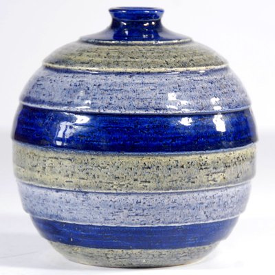 Striped Ceramic Vase in Rimini Blue from Bitossi, Italy, 1970s-GIW-1098643