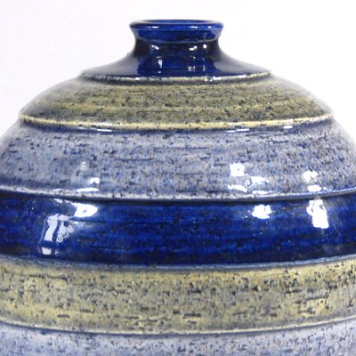 Striped Ceramic Vase in Rimini Blue from Bitossi, Italy, 1970s-GIW-1098643