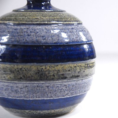 Striped Ceramic Vase in Rimini Blue from Bitossi, Italy, 1970s-GIW-1098643