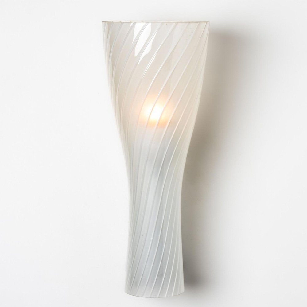 Striped Clear White Glass Wall Light attributed to Gangkofner for Peill, Germany, 1970s