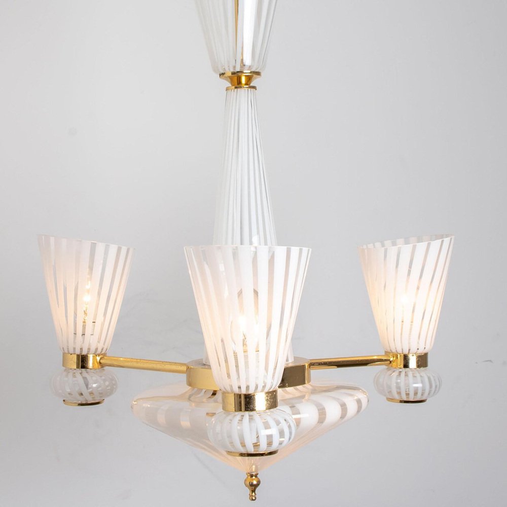 Striped Murano Glass Pendant Light, 1970s