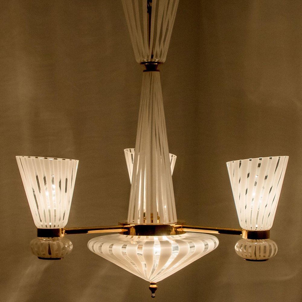 Striped Murano Glass Pendant Light, 1970s