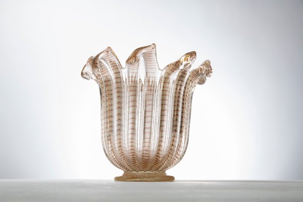 Striped Murano Vase by Ercole Barovier, 1940s-DZU-1991864