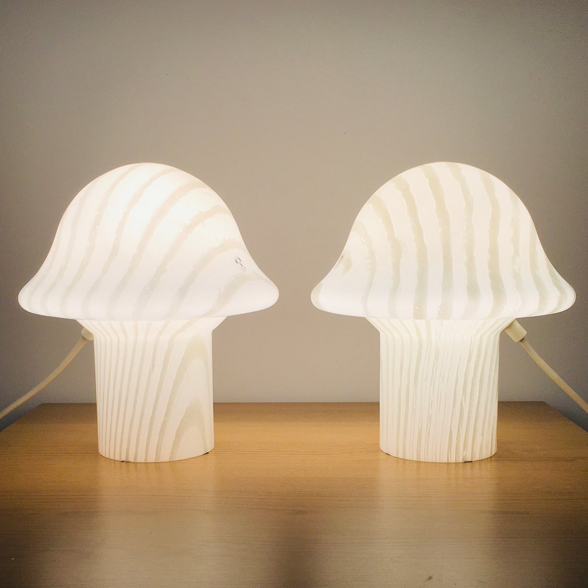 Striped Mushroom Table Lamp from Peill & Putzler, Germany, 1970s