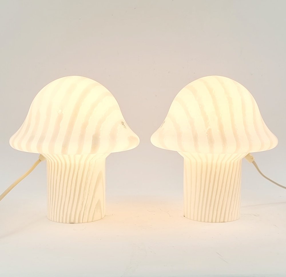 Striped Mushroom Table Lamps from Peill & Putzler, 1970s, Set of 2