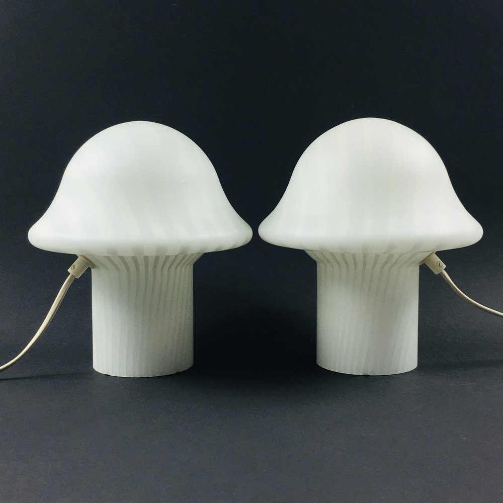 Striped Mushroom Table Lamps from Peill & Putzler, Germany, 1970s, Set of 2