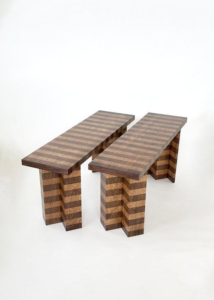 Striped Oak Bench by Goons