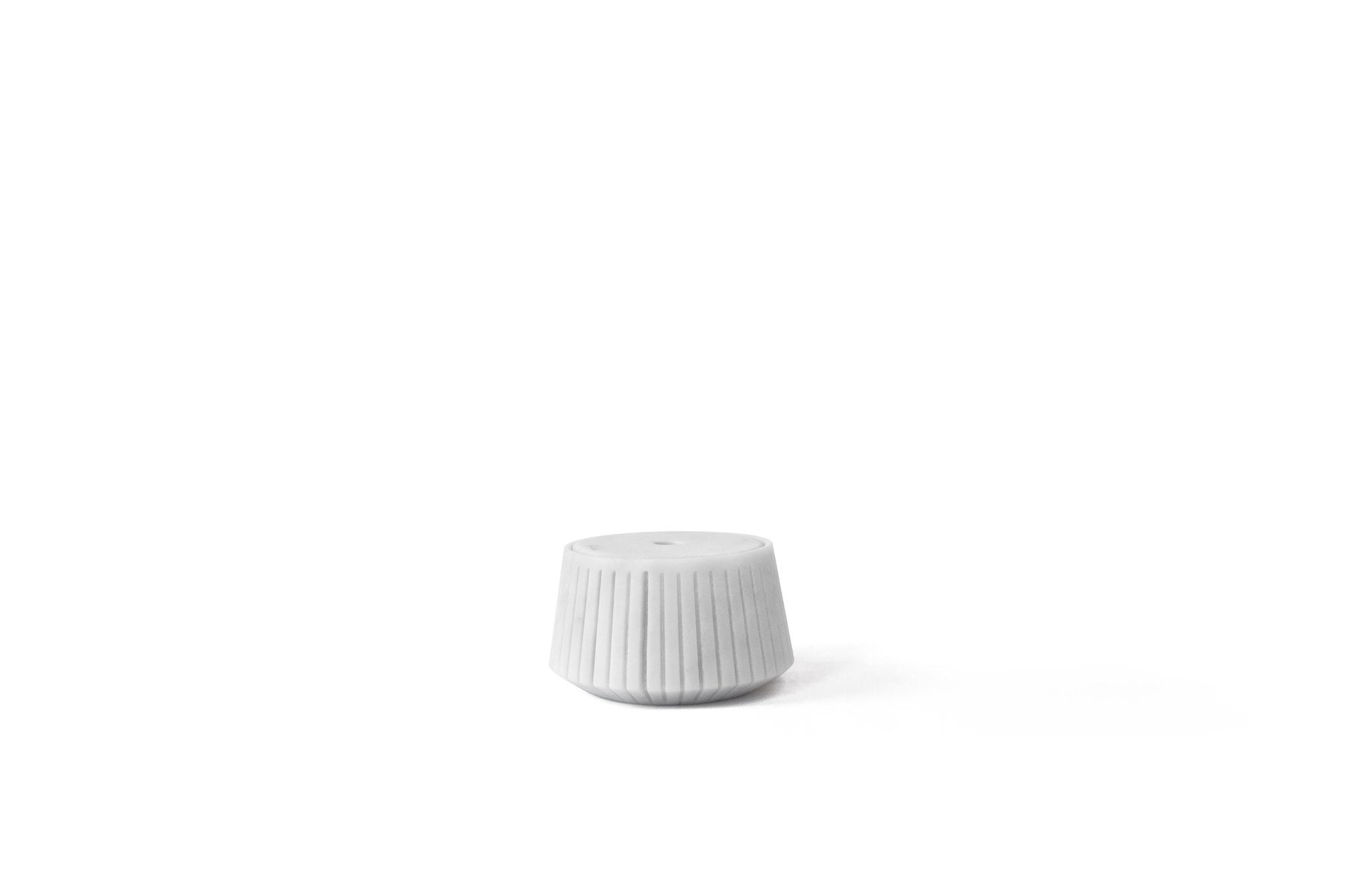 Striped Object Holder in White Carrara Marble