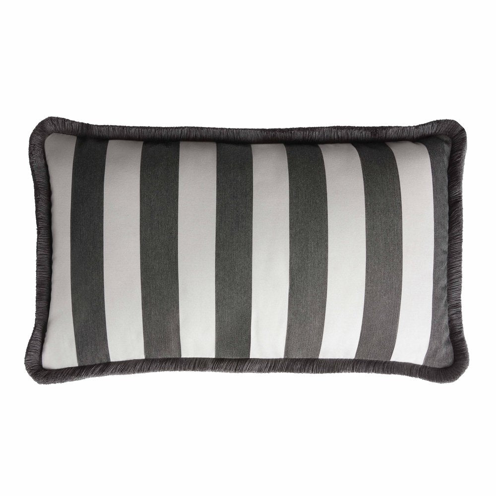 Striped Outdoor Happy Cushion Cover with Fringes from Lo Decor