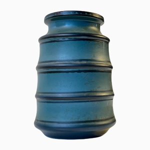 Striped Petrol Blue Ceramic Vase by Knabstrup, 1960s-LCR-1139127