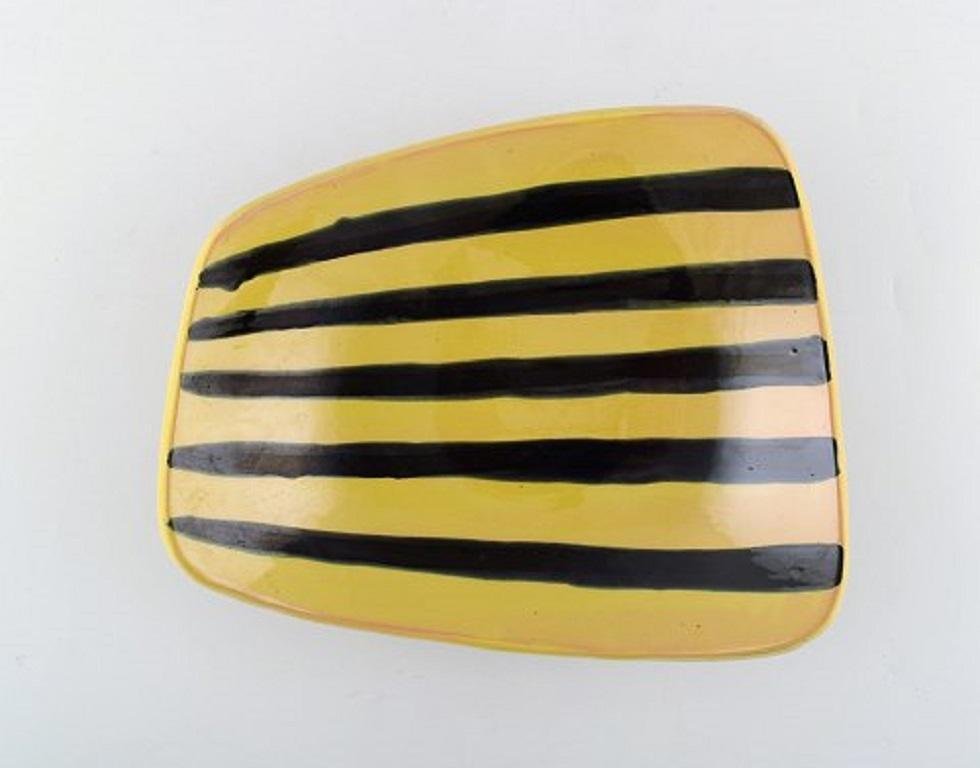 Striped Tropik Dish in Glazed Ceramic from Gabriel Keramik, Sweden, 1950s