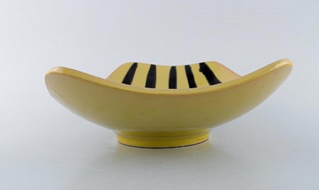 Striped Tropik Dish in Glazed Ceramic from Gabriel Keramik, Sweden, 1950s