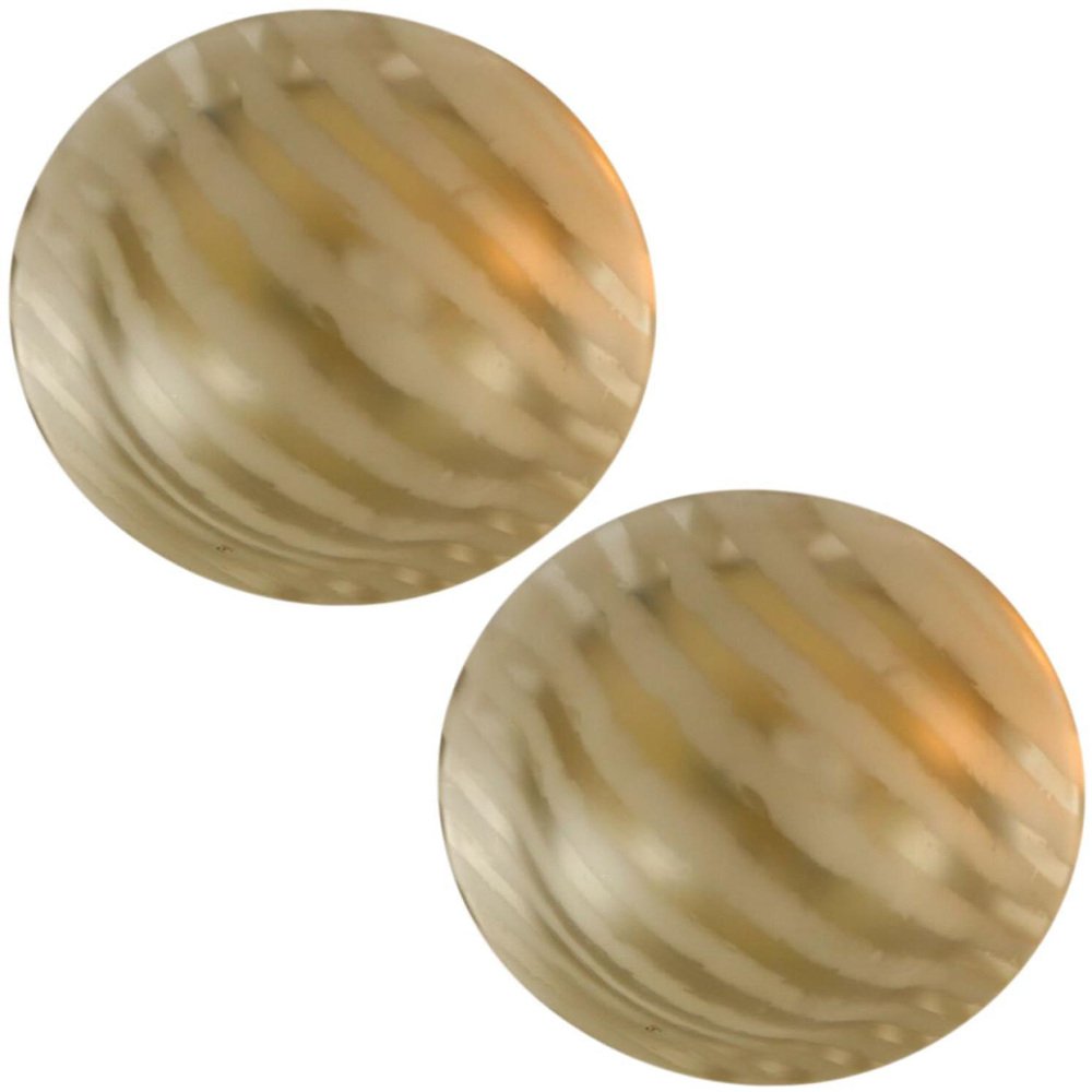 Striped Zebra Glass Flush Mount attributed to Peil Putzler, Germany, 1970s