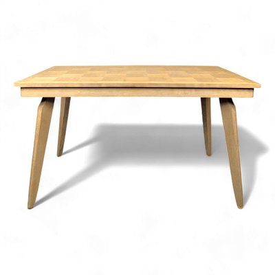 Stripped Table in Oak with Compass Legs, 1950s-HLV-2024387