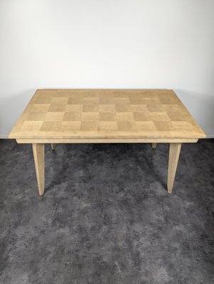 Stripped Table in Oak with Compass Legs, 1950s-HLV-2024387