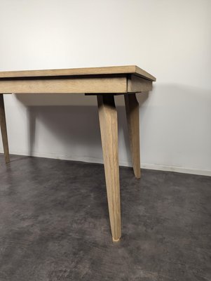 Stripped Table in Oak with Compass Legs, 1950s-HLV-2024387