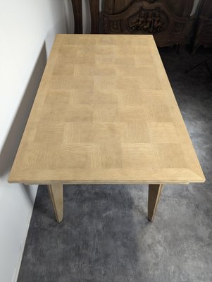 Stripped Table in Oak with Compass Legs, 1950s-HLV-2024387