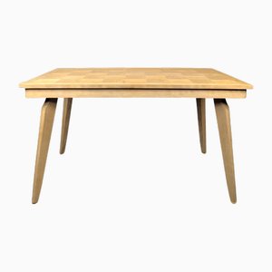 Stripped Table in Oak with Compass Legs, 1950s-HLV-2024387