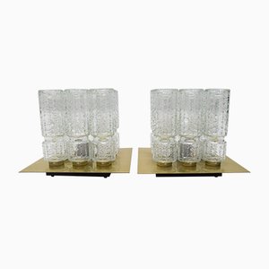 Structured Glass and Brass Flush Mounts from Limburg, 1960s, Set of 2-KQB-685930