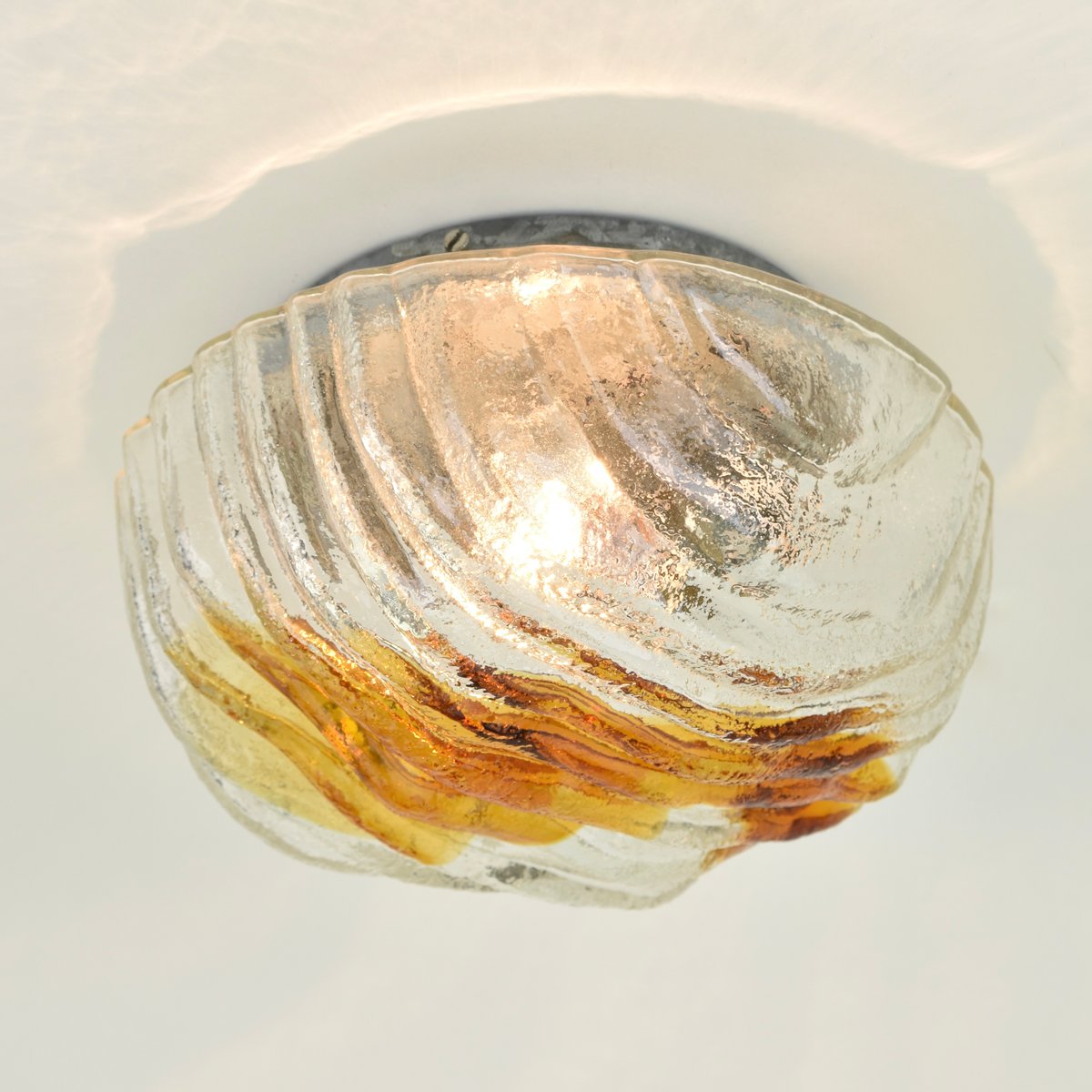 Structured Glass Flush Mount by AV Mazzega, Murano, 1970s