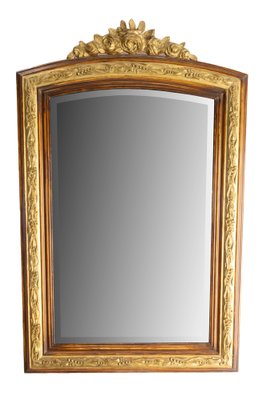 Stucco French Wood Imitation Wall Beveled Mirror, 1920s-RIU-1362398