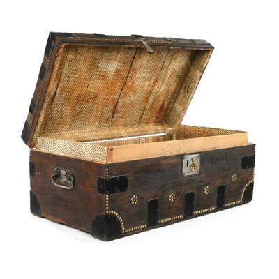 Studded Wooden Trunk, 1920s-NQ-653990