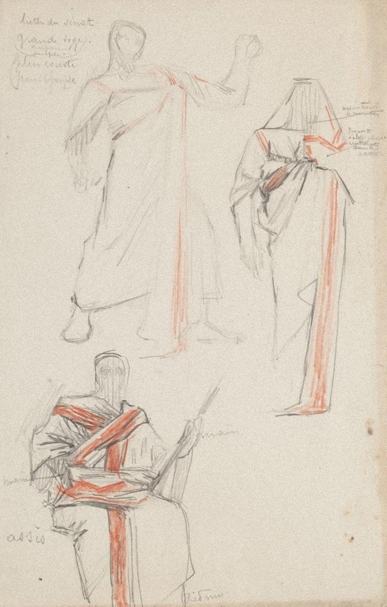 Studies for Costumes Pencil and Pastel by Georges Antoine Rochegrosse