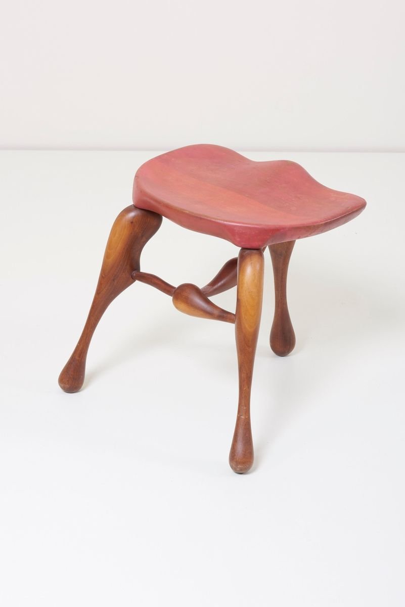 Studio Craft Wooden Stool by Ron Curtis, USA, 1980s