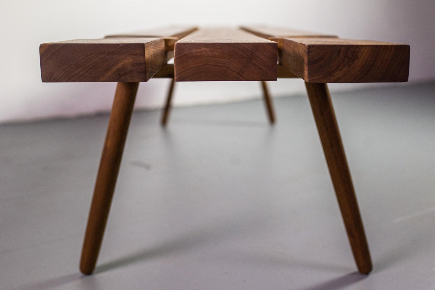 Studio Slat Bench in Walnut and White Oak Inlays by Michael Rozell, USA, 2020