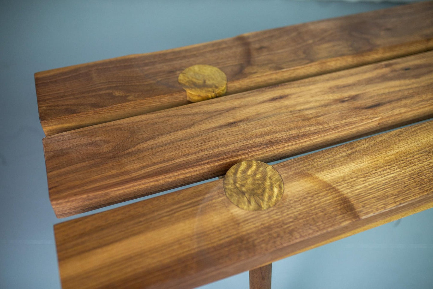 Studio Slat Bench in Walnut and White Oak Inlays by Michael Rozell, USA, 2020