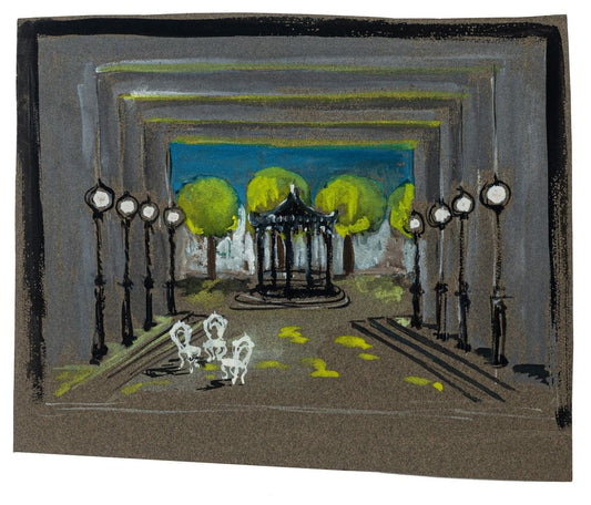 Study for Scenography - Tempera and White Lead on Cardboard - 20th Century 20th Century