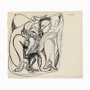 Study for the Murder of Marat - Original China Ink Drawing - 1968 1968-ZCI-762164