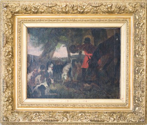 Study of a Hunting Scene, 1860-1880, Oil on Canvas-AOI-1106866