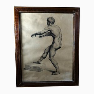 Study of a Man, Mid 19th Century, Charcoal on Paper-WSV-1283501