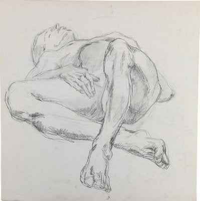 Study of a Nude Man, 20th Century, Pencil on Paper-WFS-1750756