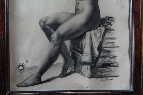 Study of a Woman, Mid 19th Century, Charcoal on Paper-WSV-1283500