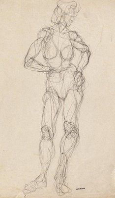 Study of Figure - Original Pen on Paper by Louis Durand - 20th Century 20th Century-ZCI-768596