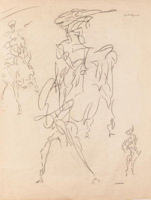 Study of Figure - Original Pen on Paper by Louis Durand - 20th Century 20th Century-ZCI-768597