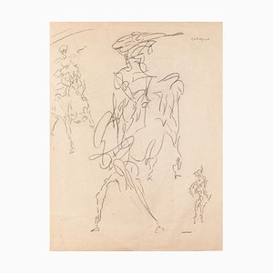 Study of Figure - Original Pen on Paper by Louis Durand - 20th Century 20th Century-ZCI-768597