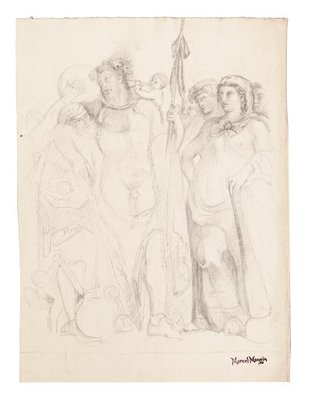 Study of Figures - Drawing on Paper by Marcel Mangin - Late 19th Century Late 19th Century-ZCI-768625