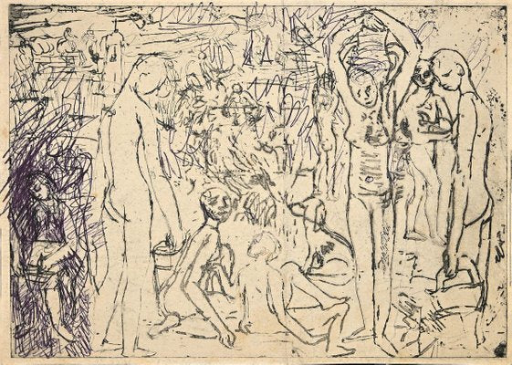 Study of Figures, Original Etching, Mid-20th Century-ZCI-889794