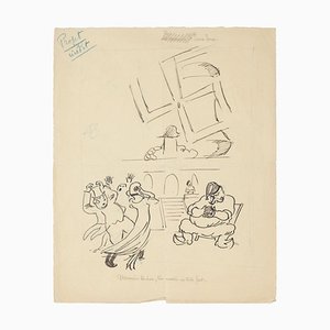 Study of Figures - PenDrawing by E. Hugon - Late 20th Century Late 20th Century-ZCI-761849