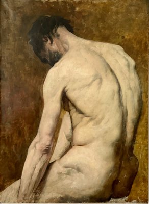 Study of Nude Man, 1890s-1910s, Oil on Canvas-XMH-2033234