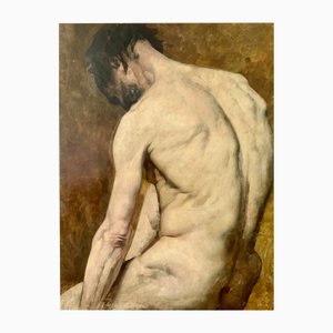 Study of Nude Man, 1890s-1910s, Oil on Canvas-XMH-2033234