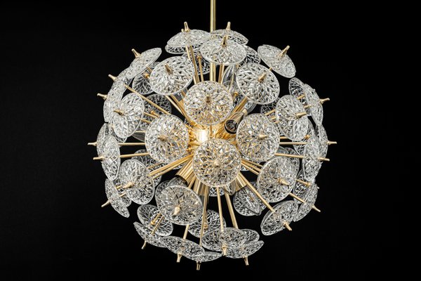 Stunning Floral Glass and Brass Sputnik Chandelier, Germany, 1960s-UGR-1371284