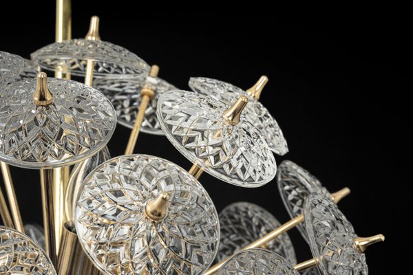 Stunning Floral Glass and Brass Sputnik Chandelier, Germany, 1960s-UGR-1371284